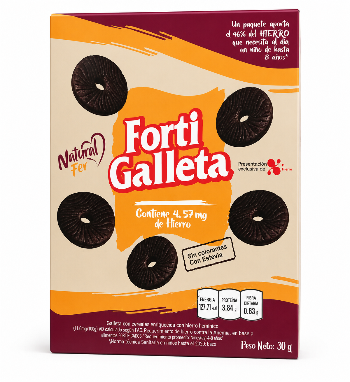Fortigalleta galleta fortificada con hierro heminico (caja x 30 paquetes)